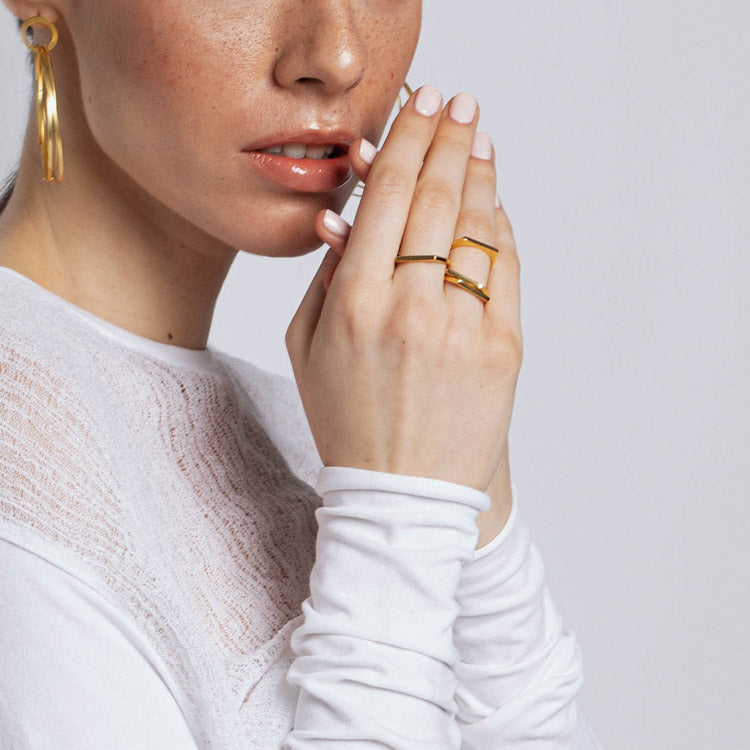 Upside Flat Ring in Gilded Silver