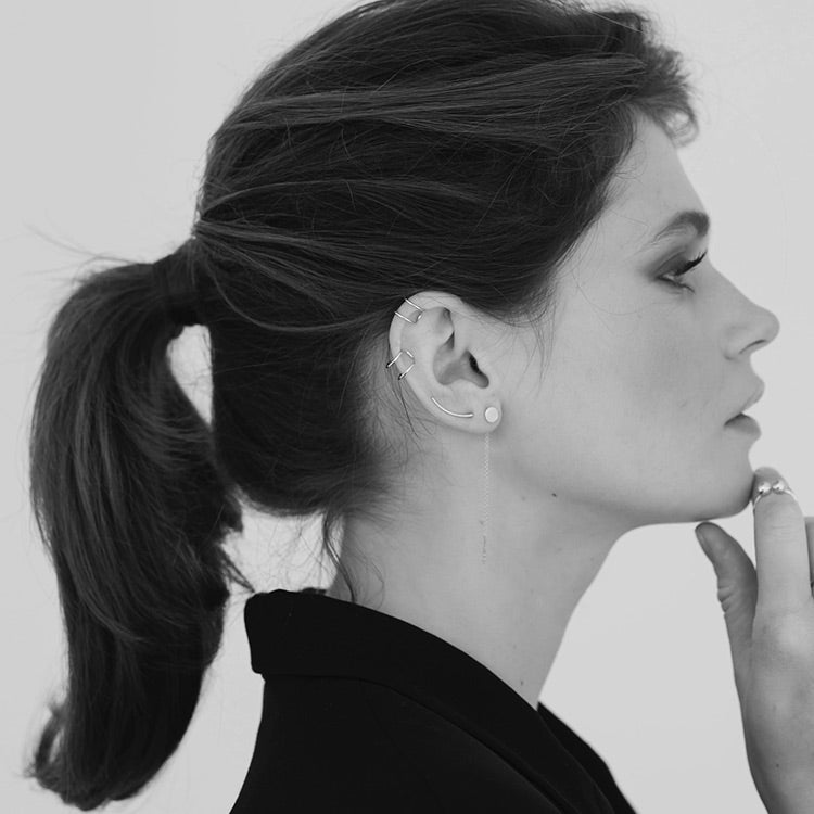 Cercei Earcuff Linear din Argint