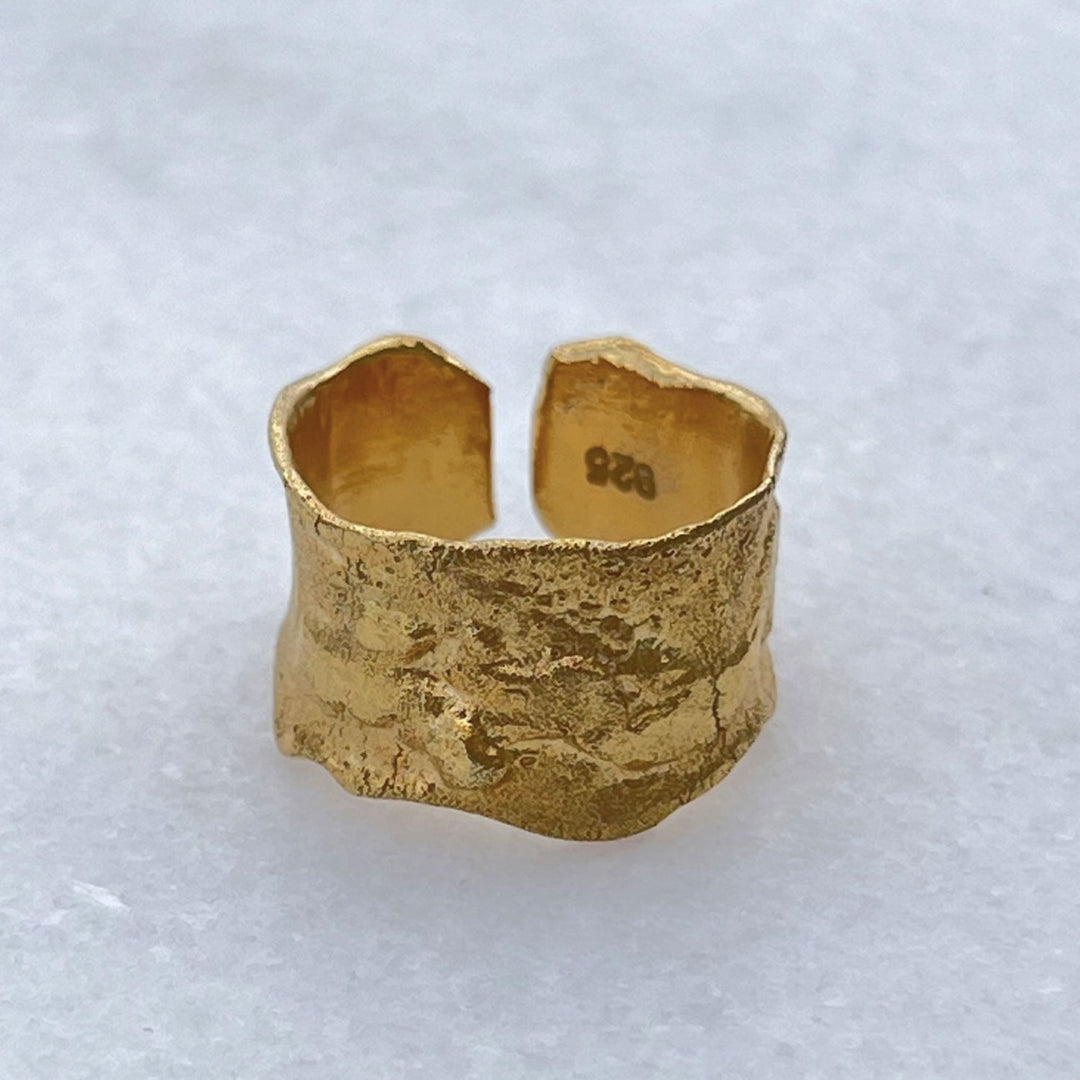 Base Pavilion Brut Ring, Gold-Plated Silver