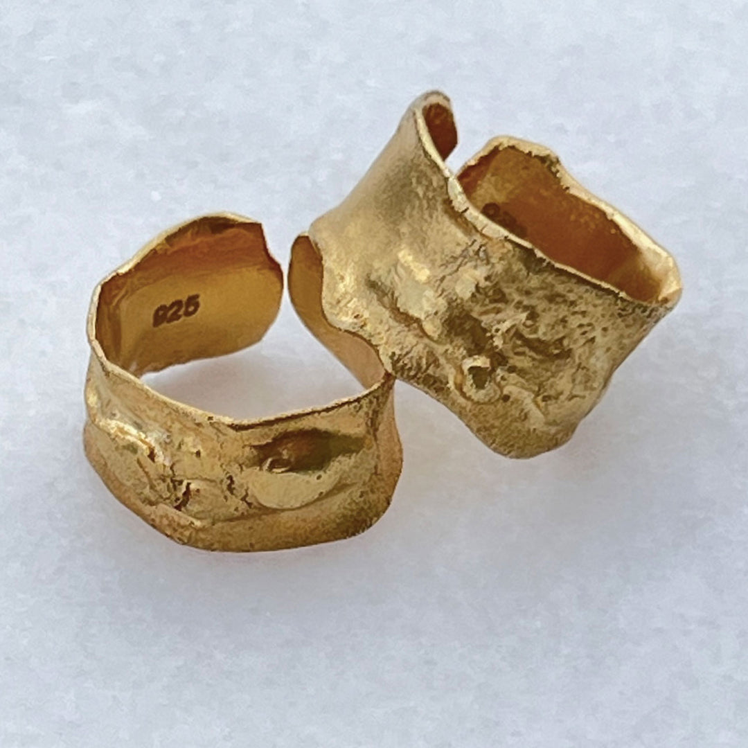 Base Pavilion Brut Ring, Gold-Plated Silver