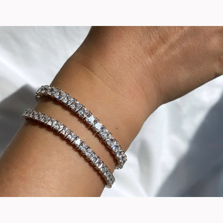 Silver Tennis Square Cut 45 bracelet