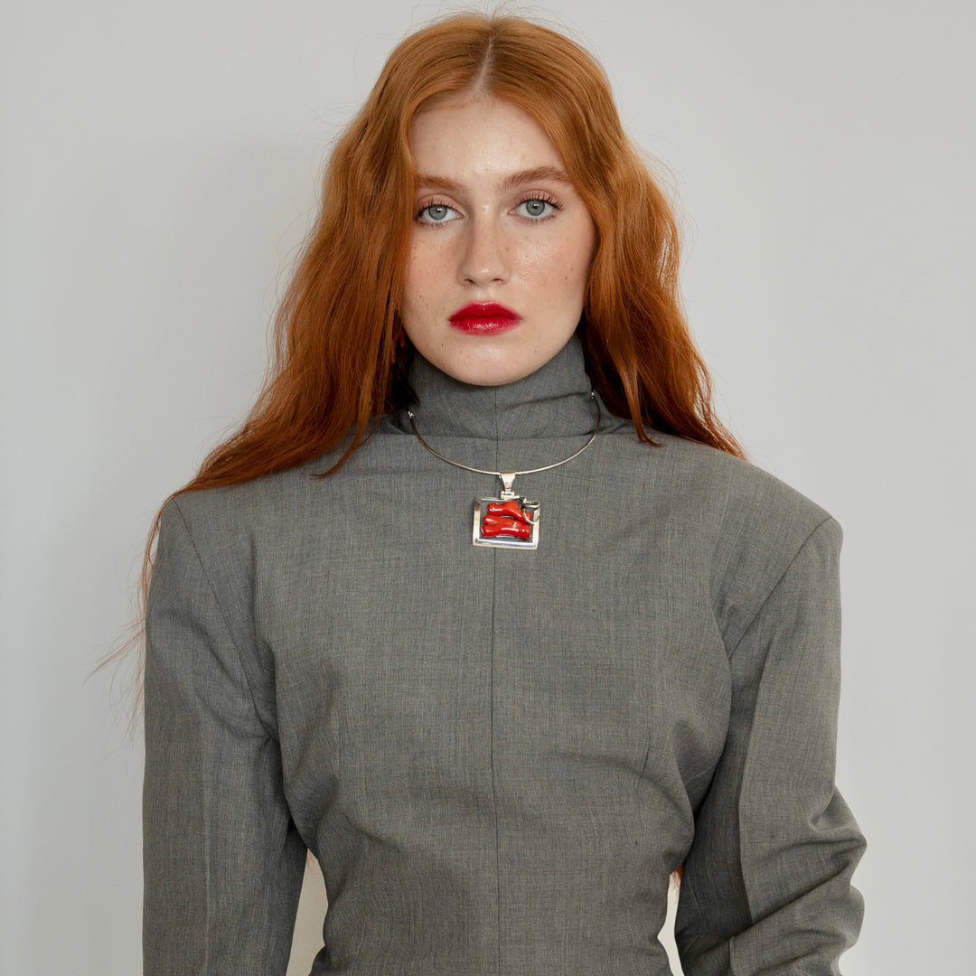 Colier Mara Rosa, Coral, Argint