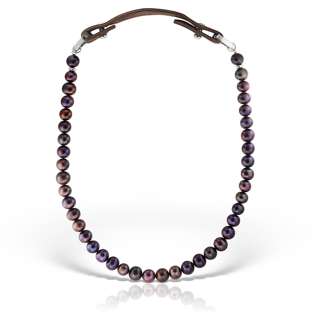 Colier Aerin M Aubergine, Perle si Piele
