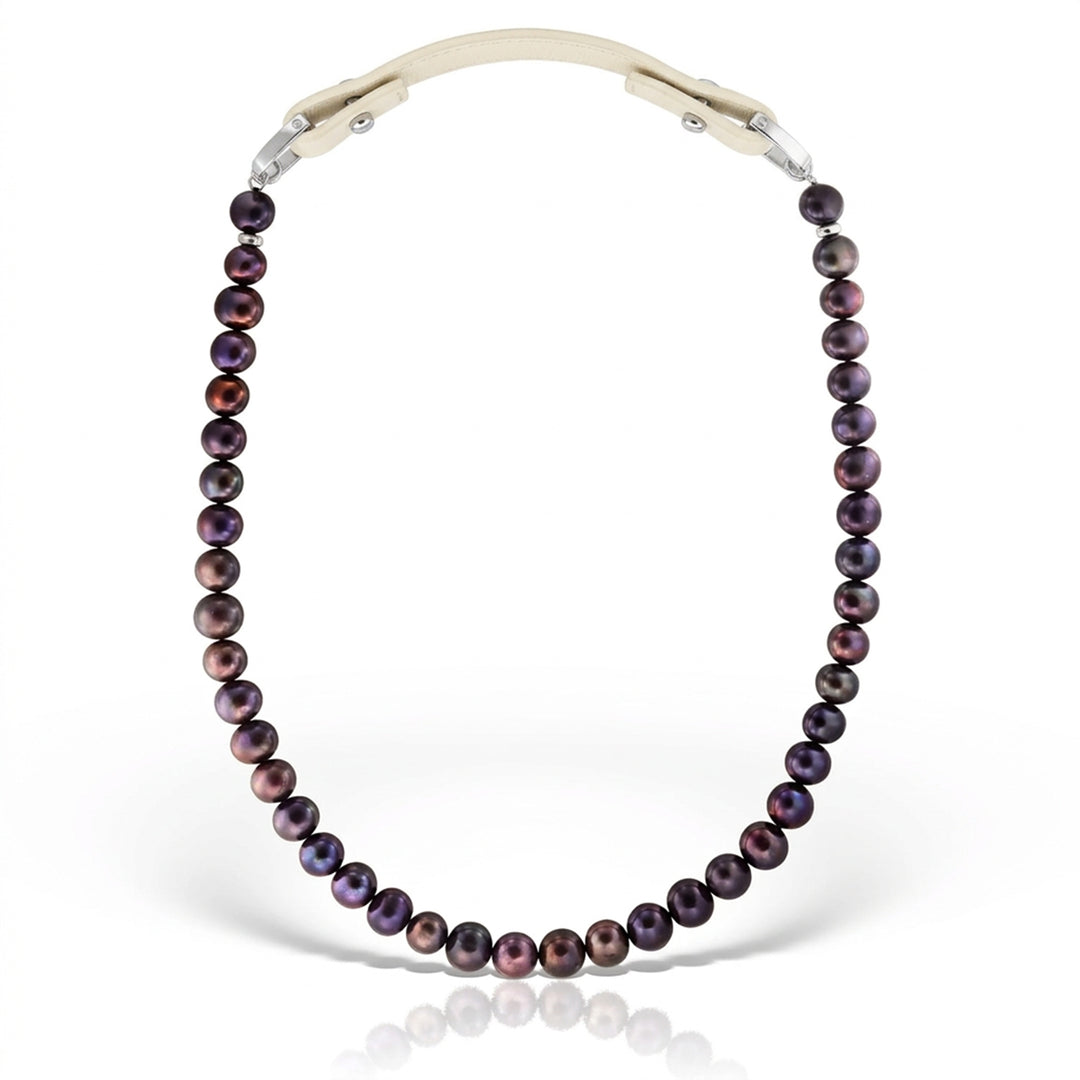 Colier Aerin M Aubergine, Perle si Piele
