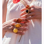 Inel Amber Amnesia #31 din Argint Aurit