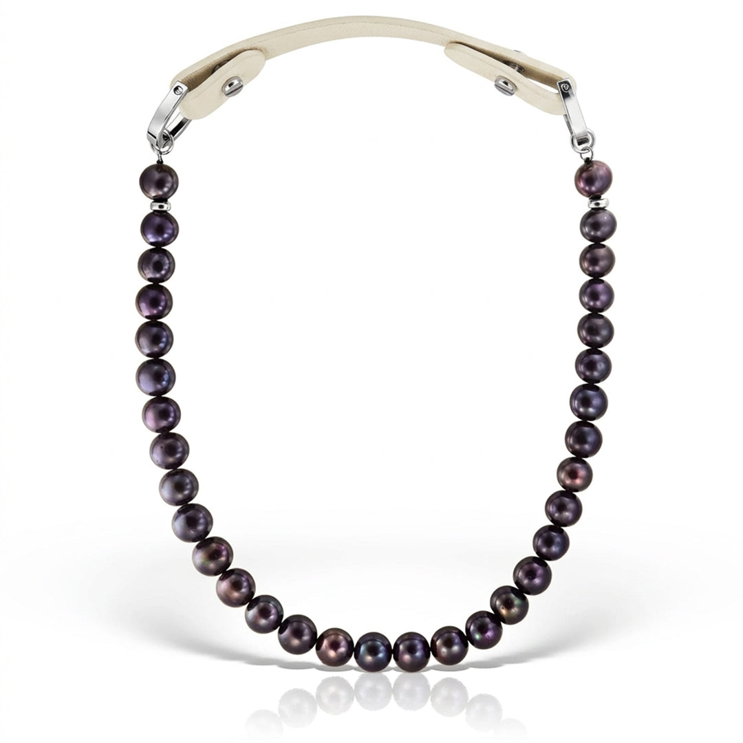 Colier Arden S Aubergine, Perle si Piele