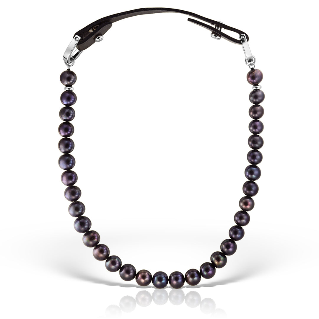 Colier Arden S Aubergine, Perle si Piele