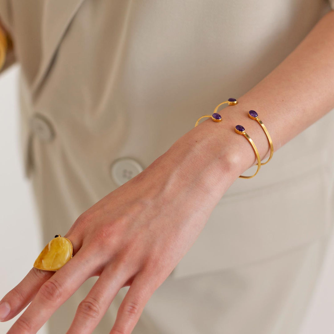 Amethyst Torque Bracelet, Silver Gilt