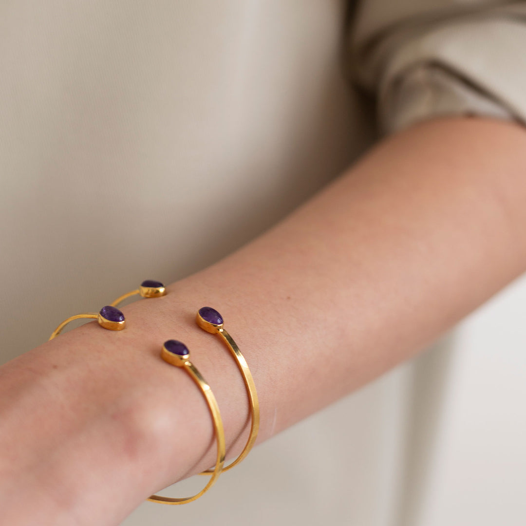 Amethyst Torque Bracelet, Silver Gilt