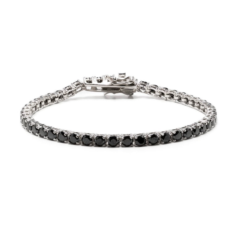 Tennis Round-Cut Black 30 Bracelet, Silver