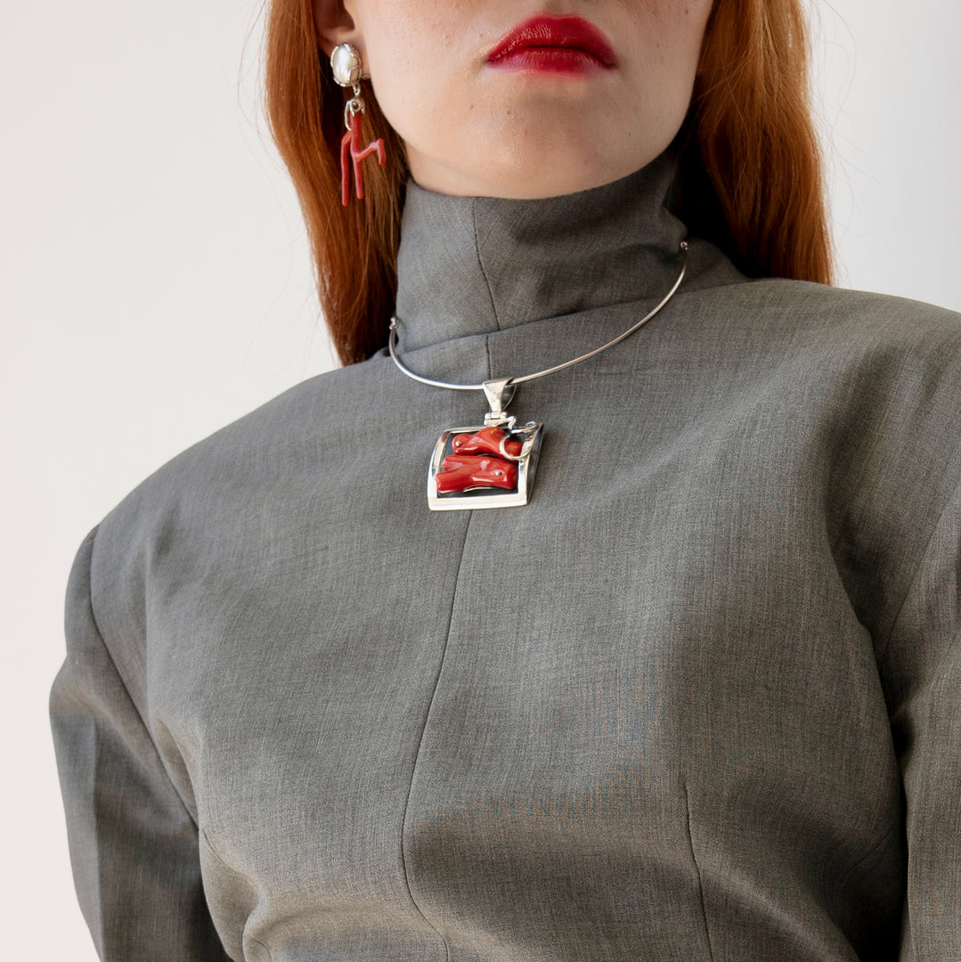 Colier Mara Rosa, Coral, Argint