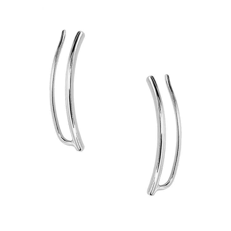 Silver Linear Earcuff Earrings