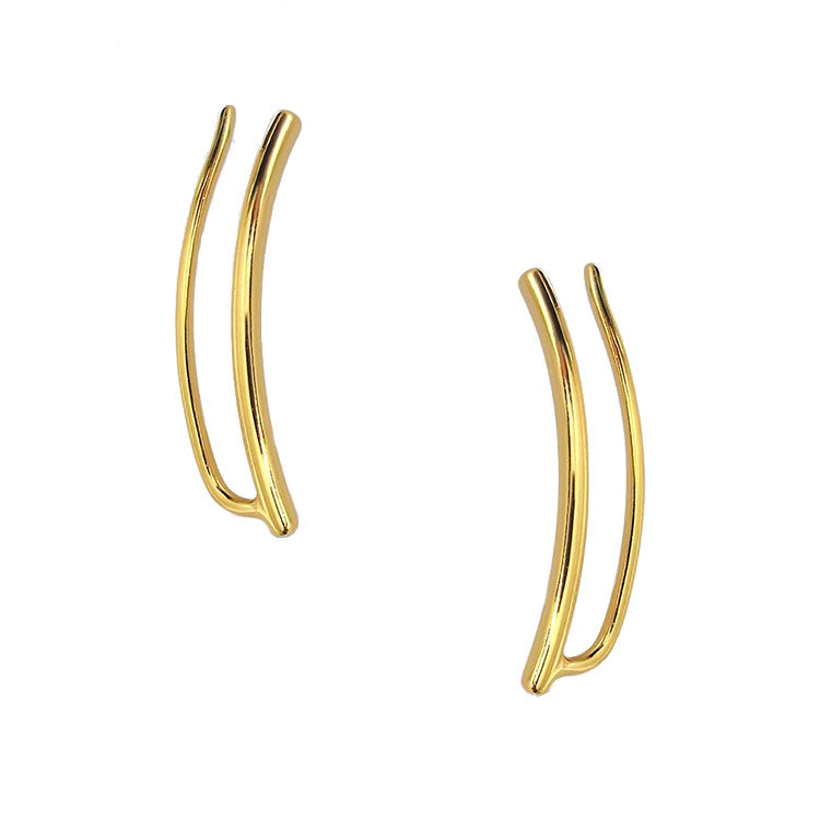 Silver Gold Plated Linear Earcuff Earrings