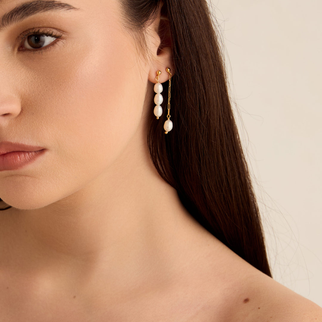 Cercei Alcove Pearls, Argint Aurit