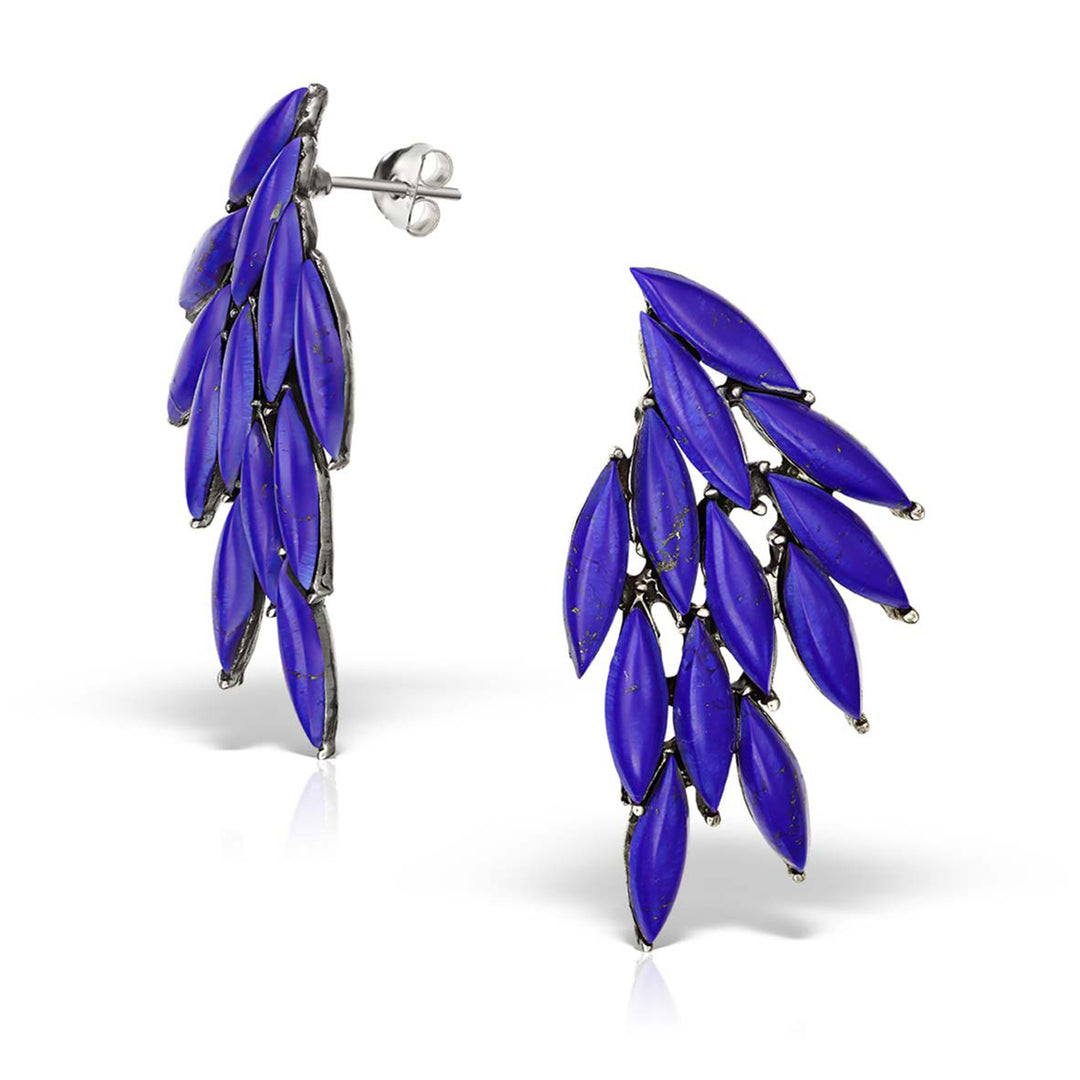 Azael Isset Mini Earrings, Silver and Lapis Lazuli