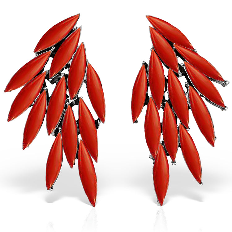 Azael Scarlet Mini Silver Earrings