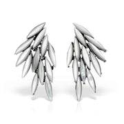 Azael White Mini Silver Earrings with Mother of Pearl