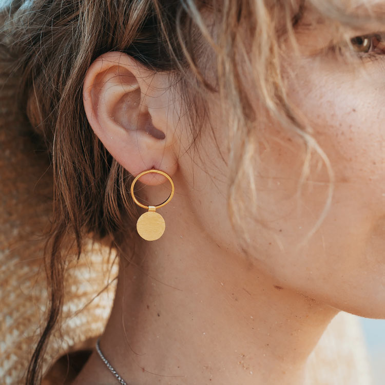 Coin Flip Earrings in Gold Plated Silver