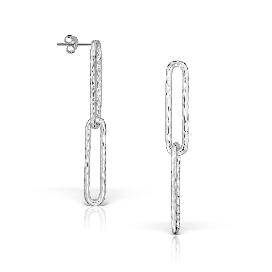 Hammered Link Earrings in Silver