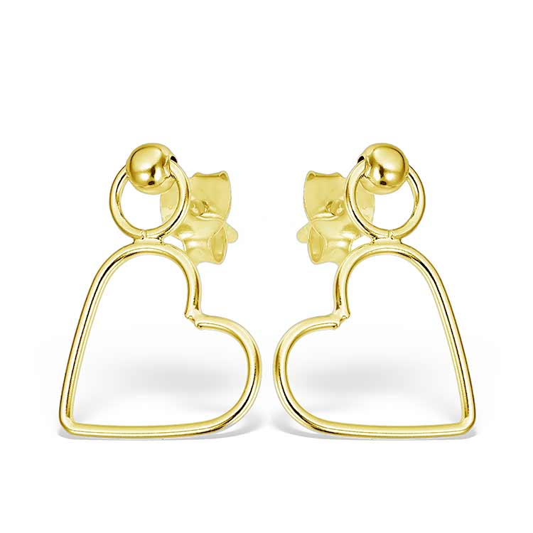 Mini Heart Earrings in Gilded Silver