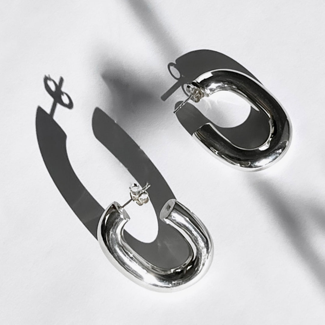 Loop Hoops Earrings, Silver