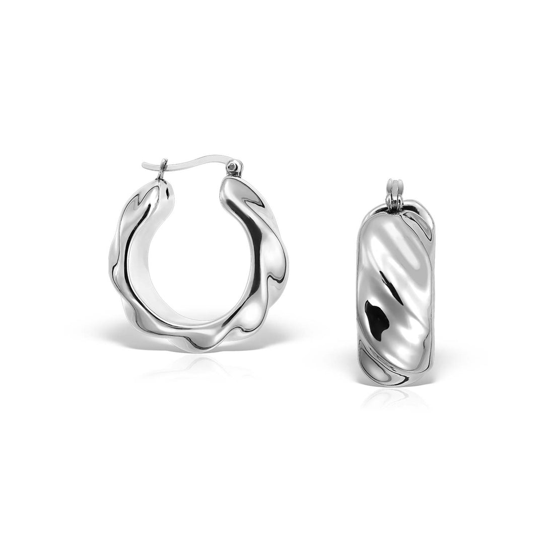 Ludic Hoops Earrings, Silver