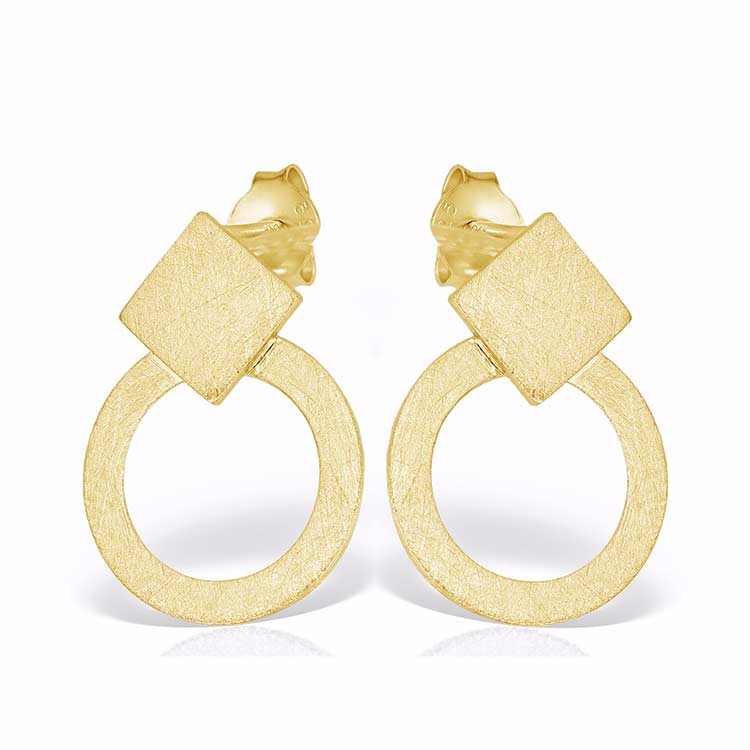 Round Cut Earrings in Gilded Silver