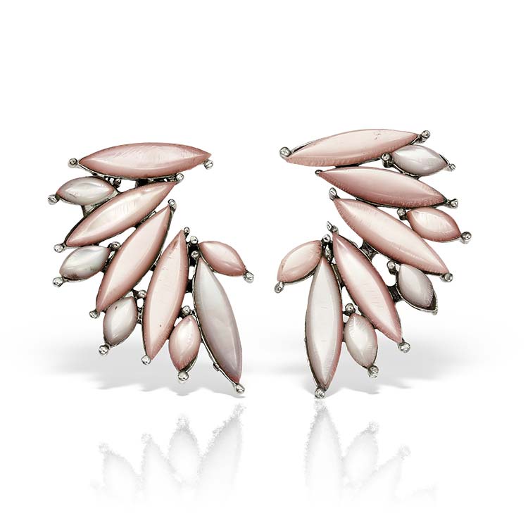 Serafim Pink Silver and Mother-of-Pearl Earrings