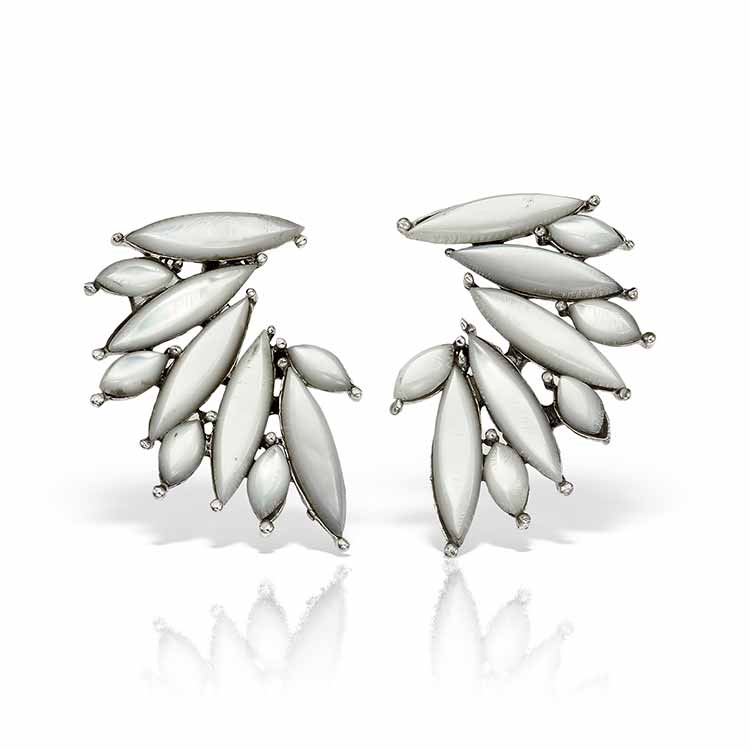 Serafim White Silver and Mother-of-Pearl Earrings