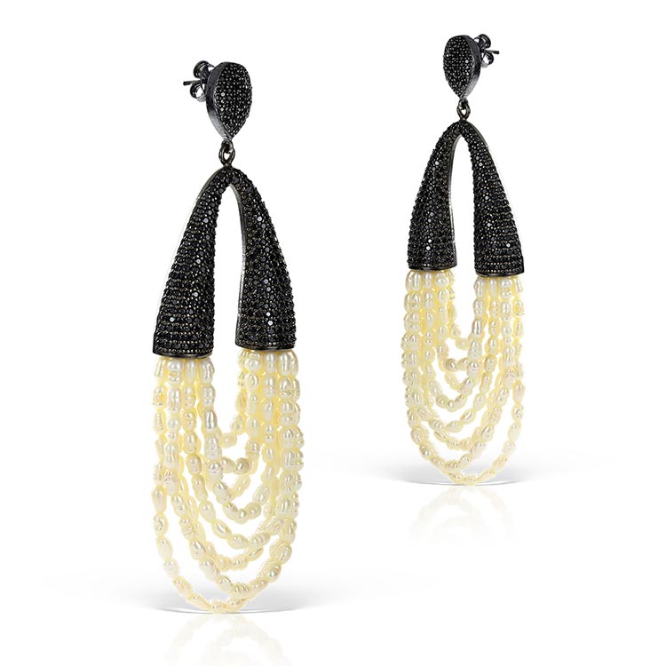 Shower Me In Pearls Silver Earrings