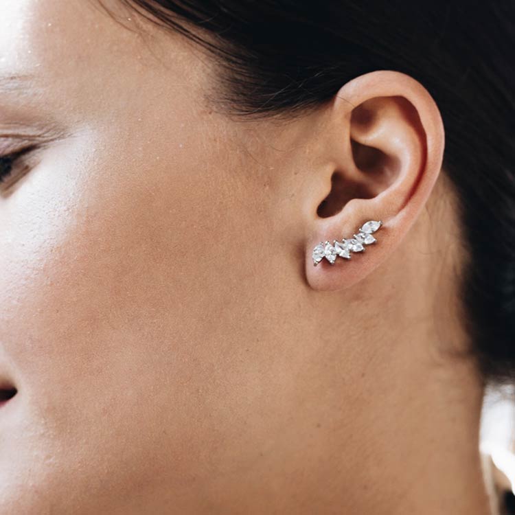 Cercei Xanadu Clear Earcuff din Argint