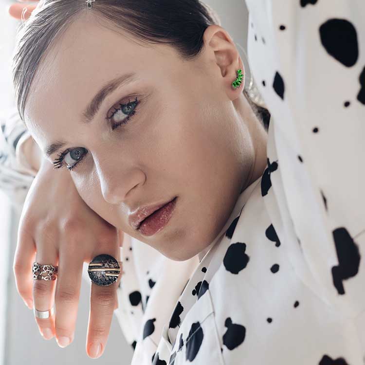 Cercei Xanadu Vert Earcuff din Argint