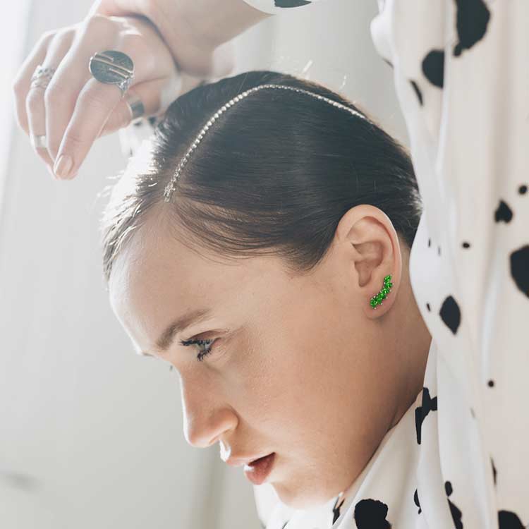 Cercei Xanadu Vert Earcuff din Argint