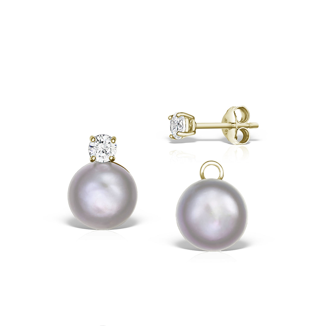 Cercei Bernadette Pearl Grey, Argint Aurit