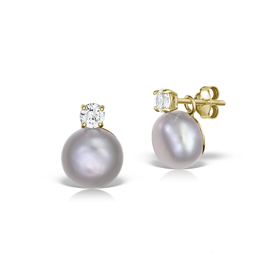 Cercei Bernadette Pearl Grey, Argint Aurit