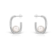 Cercei Okonedo Pearl Hoops, Argint