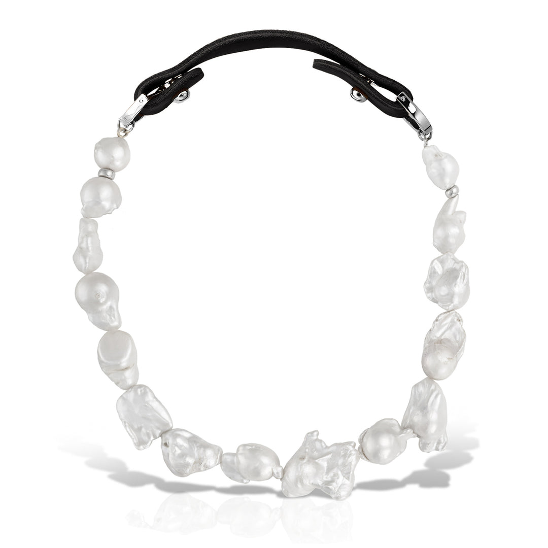 Colier Lee M, Perle Baroque si Piele