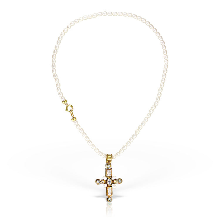 Clear Monasterio Necklace in Pearls, Silver Gilt