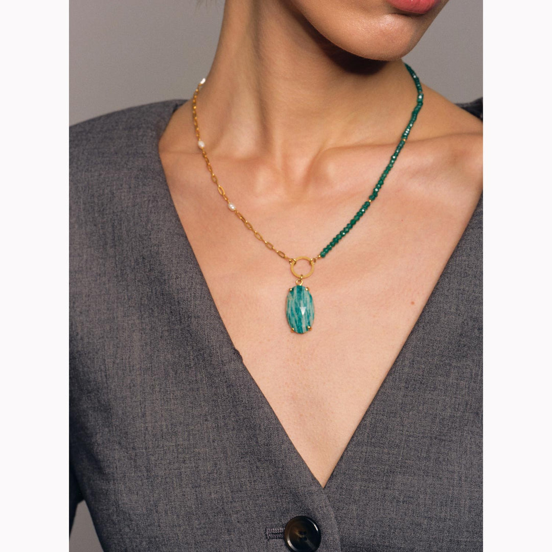 Colier Edon Amazonite, Argint Aurit