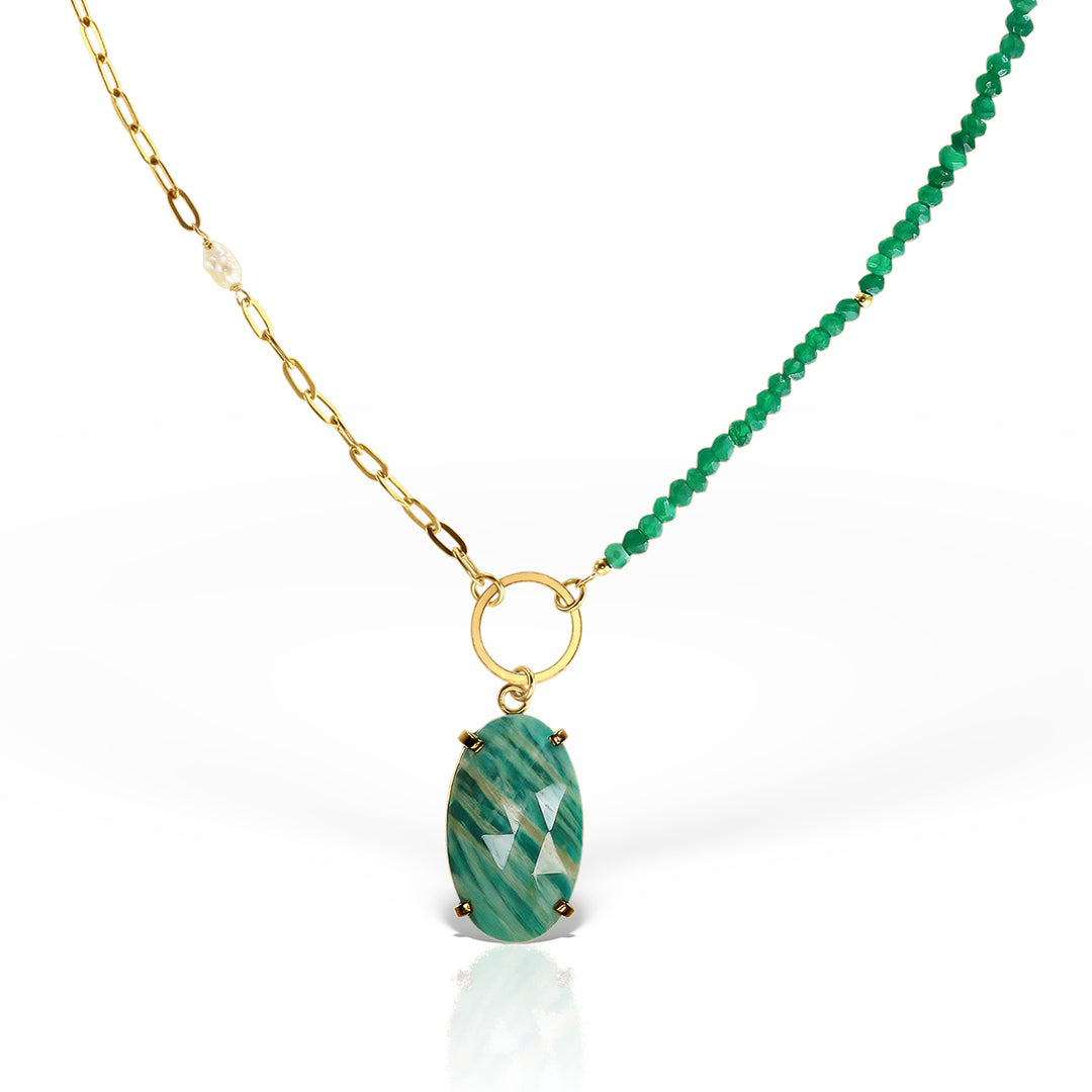 Colier Edon Amazonite, Argint Aurit