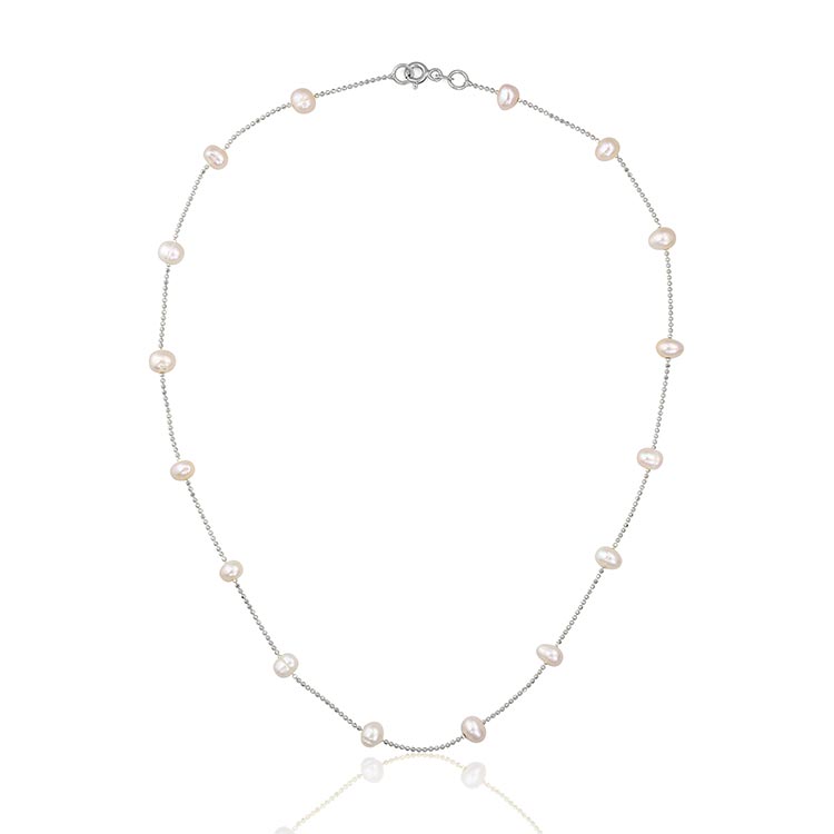 Silver In Between Pearls necklace