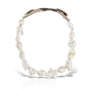 Lee M Necklace, Baroque Pearls and Leather
