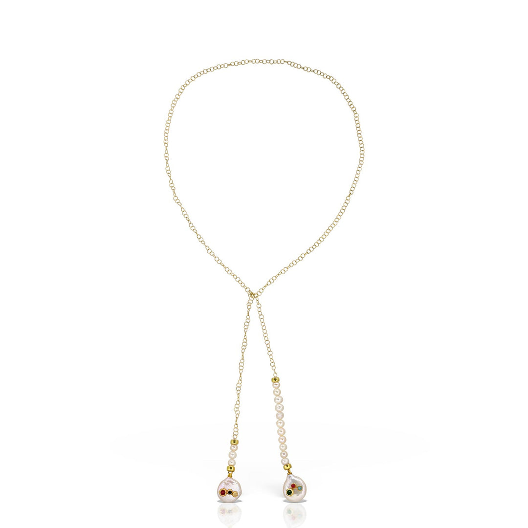 Paso Doble Pearl Necklace, Silver Gilt