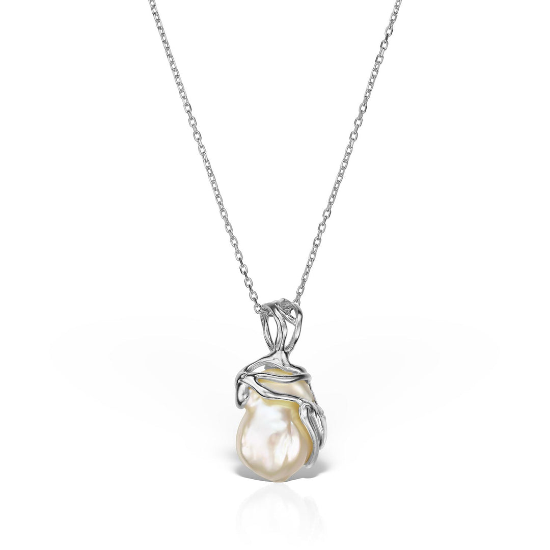 One Pearl Disorder Necklace in Silver