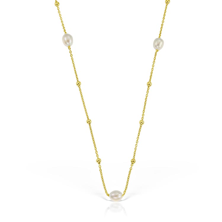 The Pearl Connection Necklace, Gold Plated Silver