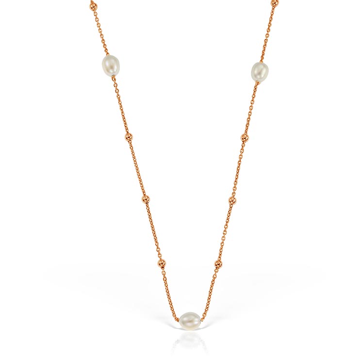 The Pearl Connection Necklace, Rose Gold Silver