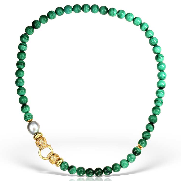 ValVerde Malachite Necklace, Gilded Silver