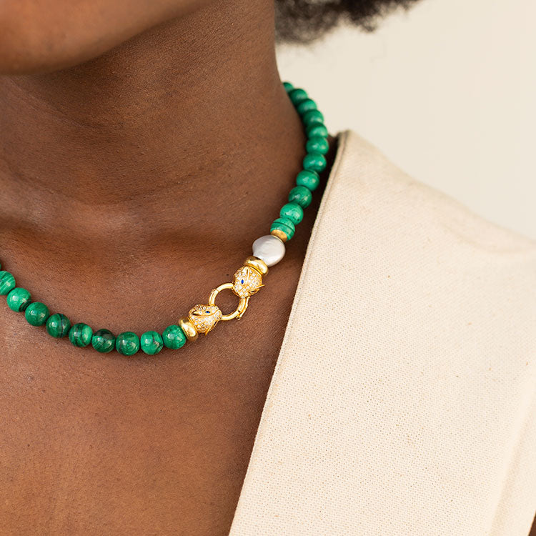 ValVerde Malachite Necklace, Gilded Silver