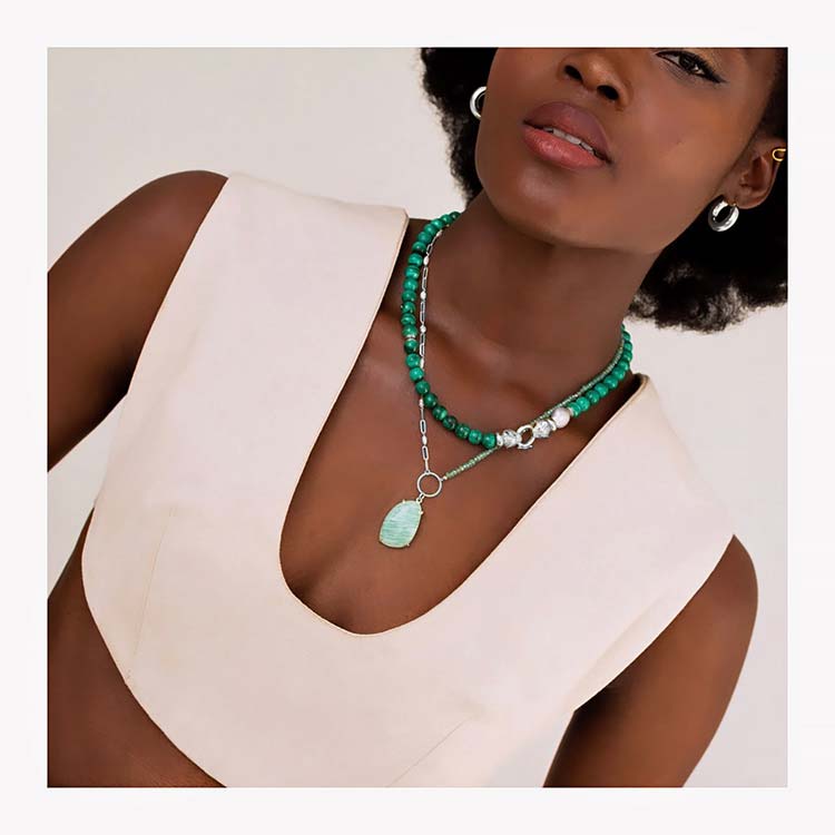 ValVerde Malachite Necklace, Silver