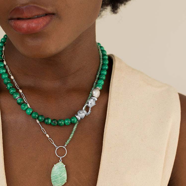 ValVerde Malachite Necklace, Silver